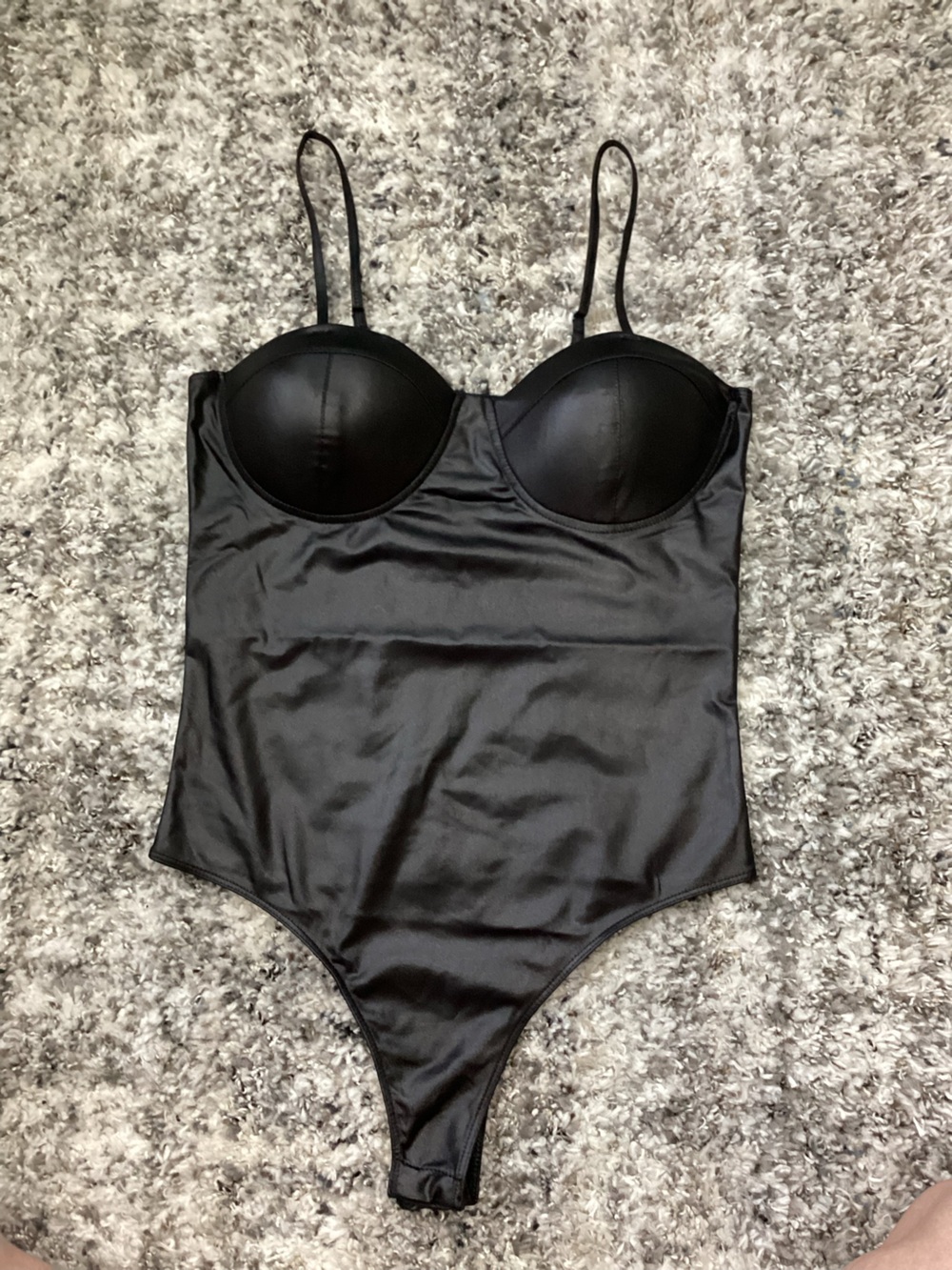 Black Bustier Thong Bodysuit